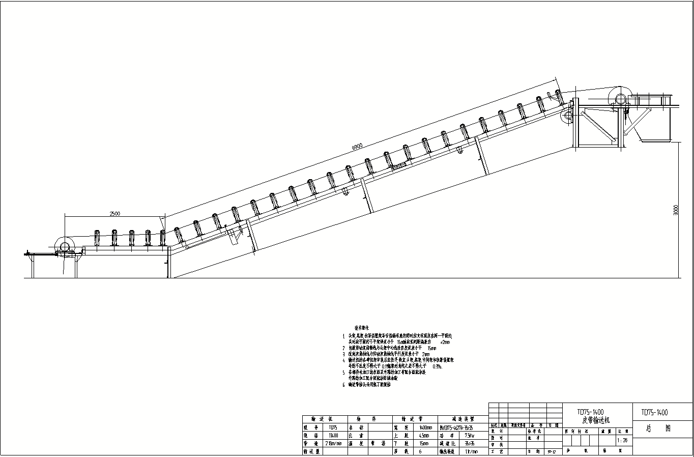 固定式皮带输送机图纸