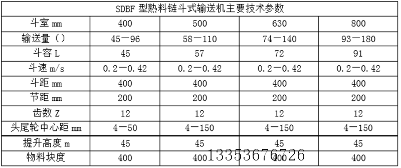 链斗输送机参数表